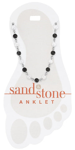 ANK20 Silver Gray Natural Stone Sand & Stone Anklet