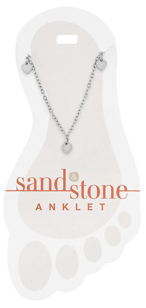 ANKS24 Silver Multi Heart Dangle Sand & Stone Anklet