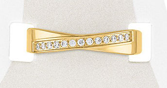 TOEG403 Gold CZ Criss Cross Sand & Stone Toe Ring