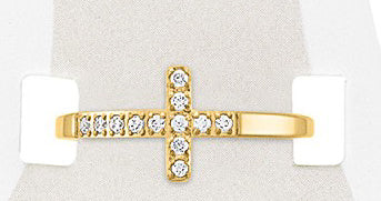 TOEG405 Gold CZ Cross Sand & Stone Toe Ring
