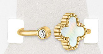 TOEG421 Gold Mini CZ & Quatrafoil Sand & Stone Toe Ring