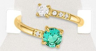 TOEG433 Gold CZ and Green Wrap Sand & Stone Toe Ring