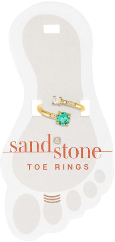 TOEG433 Gold CZ and Green Wrap Sand & Stone Toe Ring