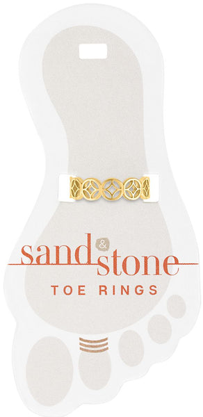 TOEG435 Gold Ornate Link Sand & Stone Toe Ring