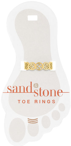 TOEG435 Gold Ornate Link Sand & Stone Toe Ring