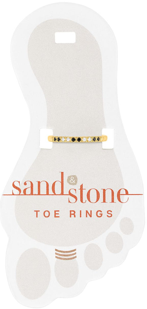 TOEG439 Gold Thin Multi Black Sand & Stone Toe Ring