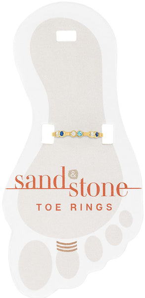 TOEG441 Gold Blue Transitioning Sand & Stone Toe Ring
