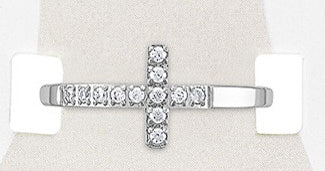 TOES404 Silver CZ Cross Sand & Stone Toe Ring