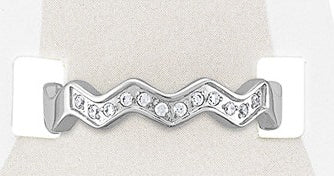 TOES410 Silver CZ Zig Zag Sand & Stone Toe Ring
