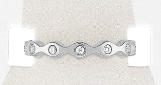 TOES430 Silver Floating CZ Band Sand & Stone Toe Ring