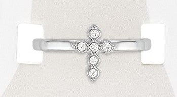 TOES434 Silver CZ Cross Sand & Stone Toe Ring