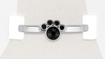 TOES438 Silver Paw Print Sand & Stone Toe Ring