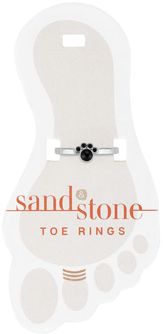 TOES438 Silver Paw Print Sand & Stone Toe Ring