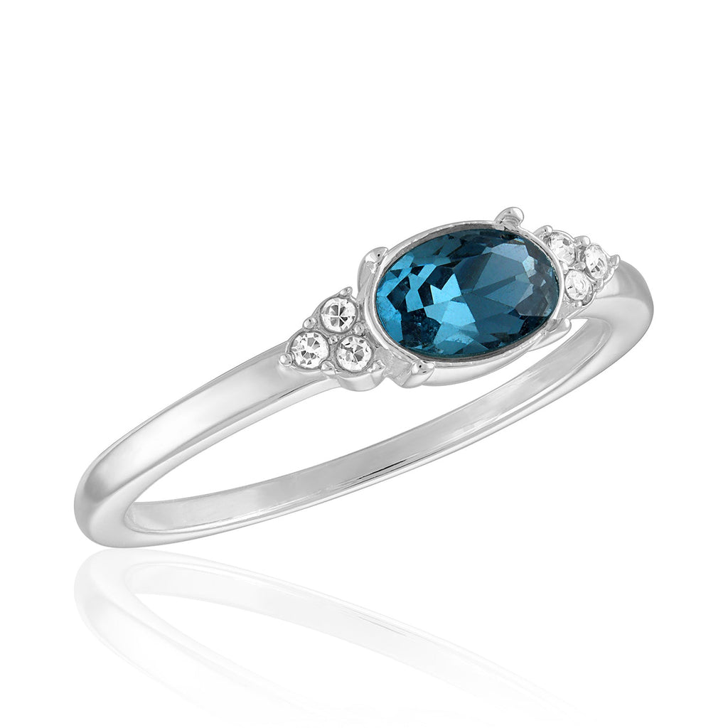 STK120 [Size 6-9] Oval Montana Blue Statement Stack Ring