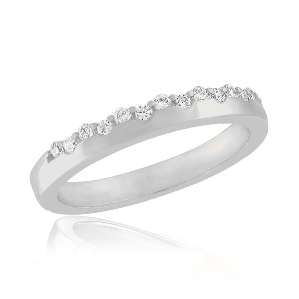 STK121 CZ Crusted Band Stack Ring