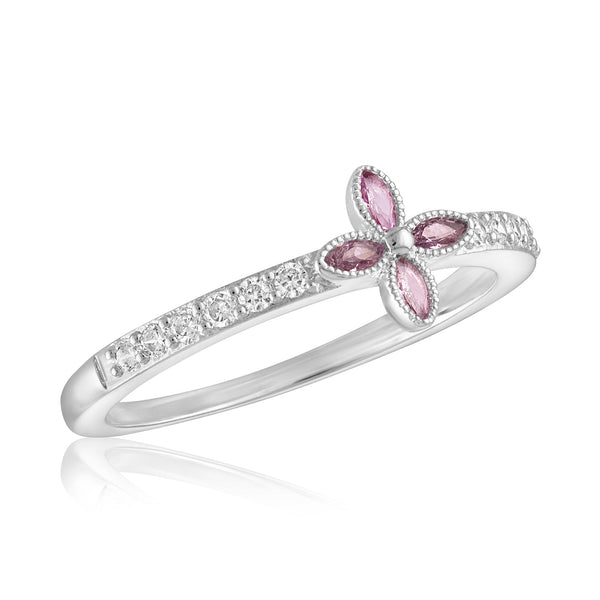 STK122 CZ Rose Flower Stack Ring