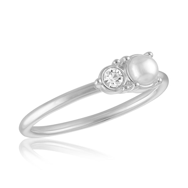 STK123 Pearl & CZ Duo Stack Ring