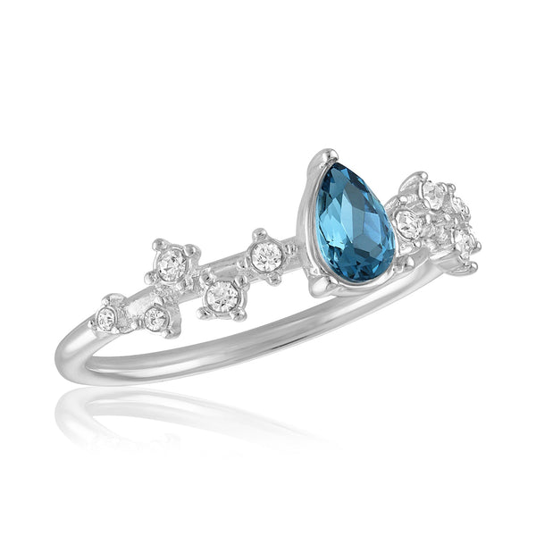 STK125 Elegant Montana Blue Teardrop Stack Ring