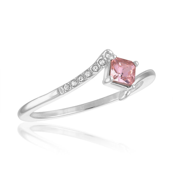 STK131 Light Rose Princess-cut Stack Ring