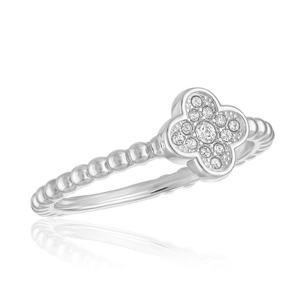 STK133 CZ Clover Stack Ring