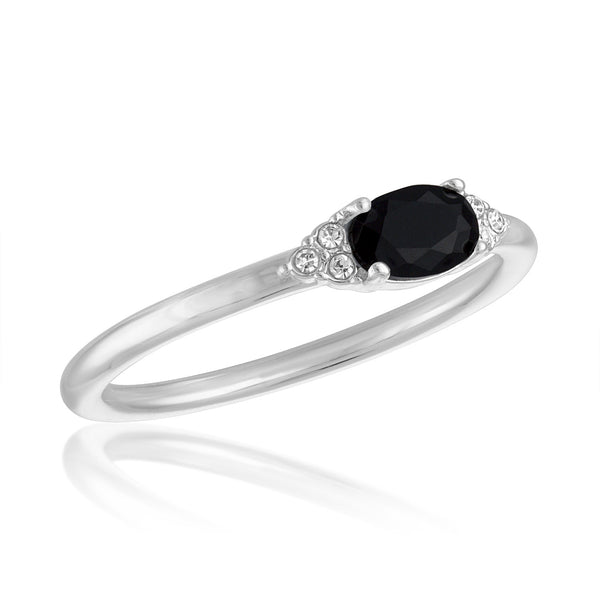STK135 Oval Jet-black Stack Ring