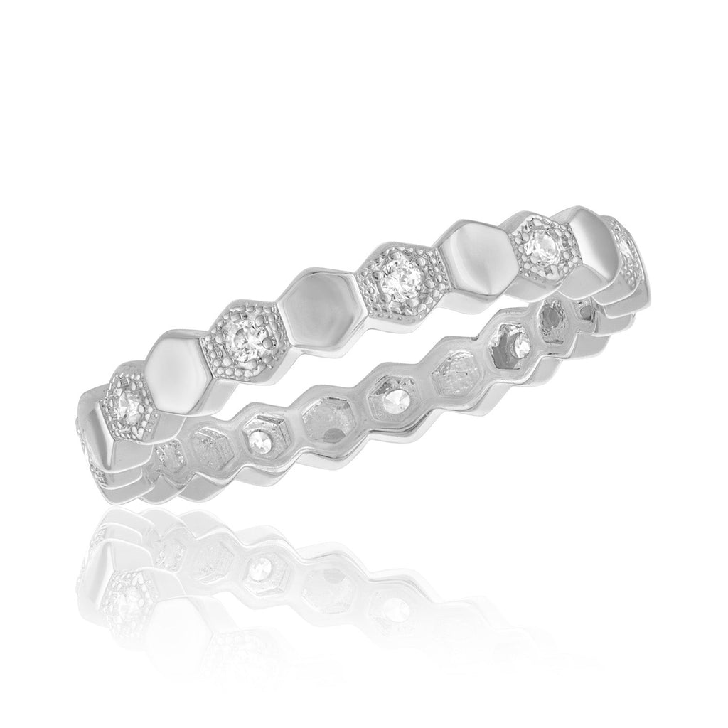STK138  Honeycomb Eternity Stack Ring