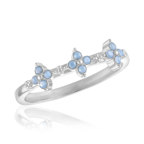 STK140  Air Blue Opal Mini Flower Stack Ring