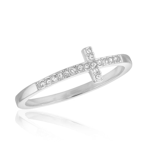 STK141  CZ Cross Stack Ring