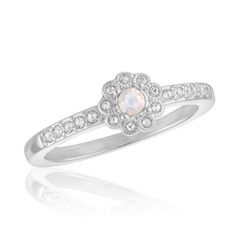 STK142  White Opal Flower Stack Ring