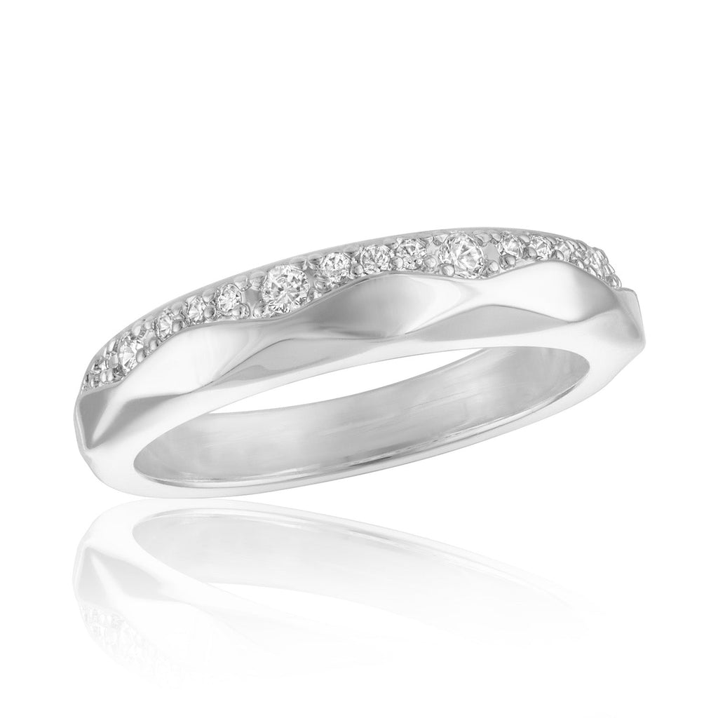 STK143  CZ Wavy Contour Stack Ring