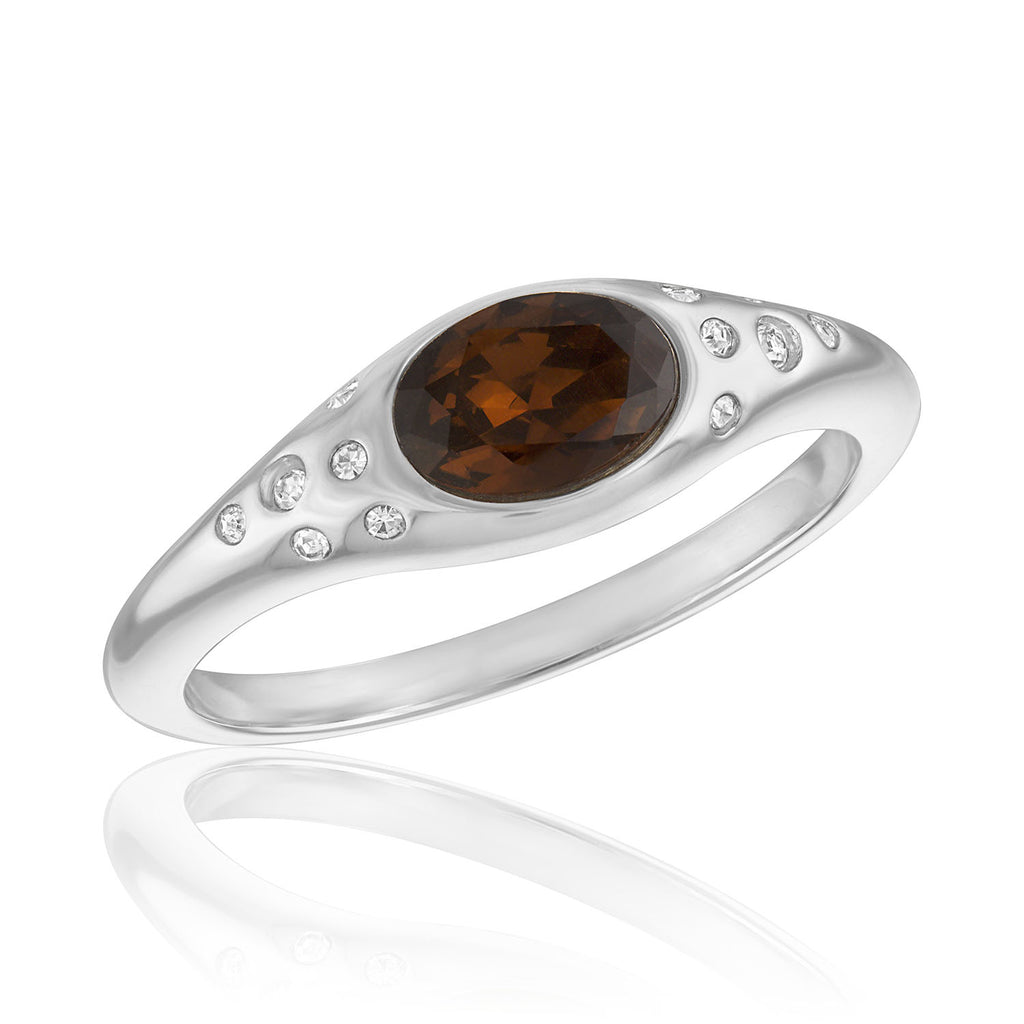 Burgundy Oval Accent Stack Ring