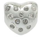 Bead, Silver CZ Heart Set/2