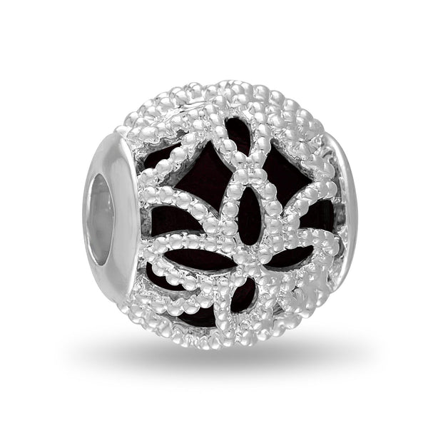 DB Bead, Black Flower Cutout, Set/2