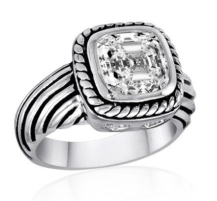 Size 6-10, Ring, Clear CZ w/Rope