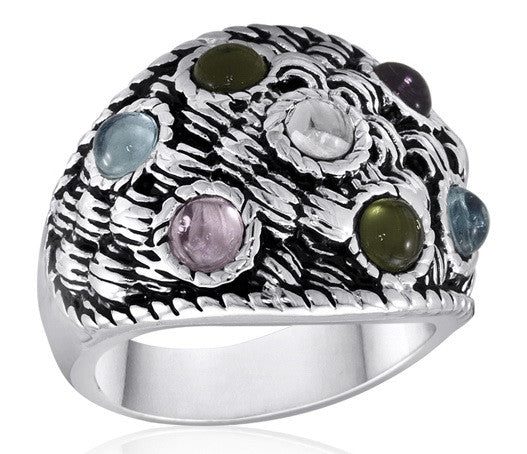 Size 6-10, Ring, Multi-Colour Glass