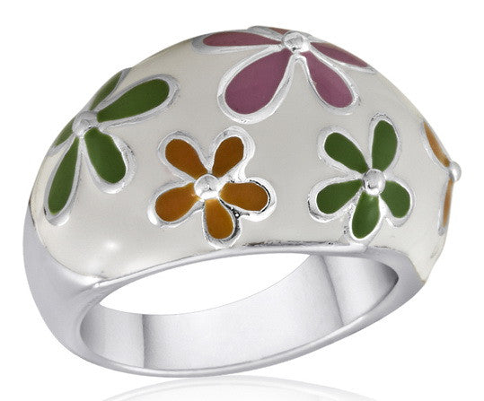 Size 6-10, Ring, Multi-Colour Flower