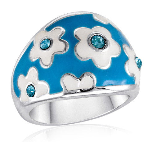 Size 6-10, Ring, Bright Blue Daisy