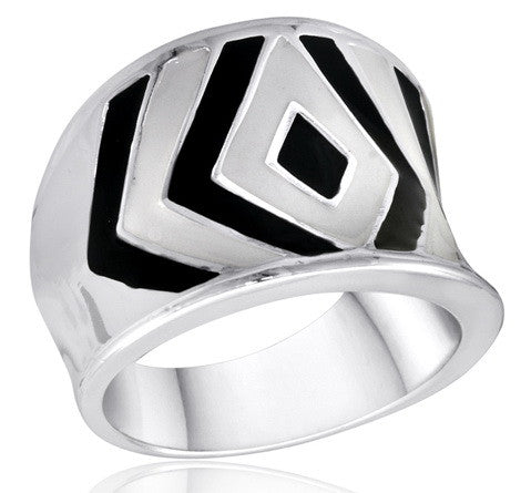 Size 6-10, Ring, Black/White Diamond