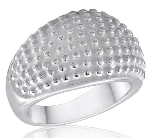 Size 6-10, Ring, Frosted Silver/Bumpy
