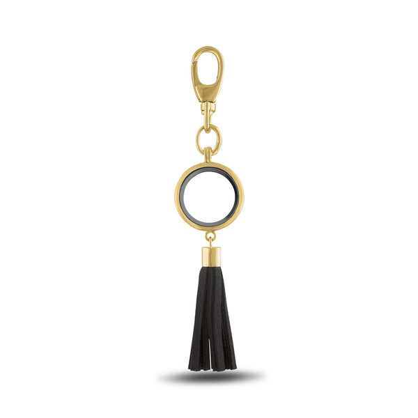 Forever in My Heart Key Chain, Round Gold  - Black Tassel, Set/3