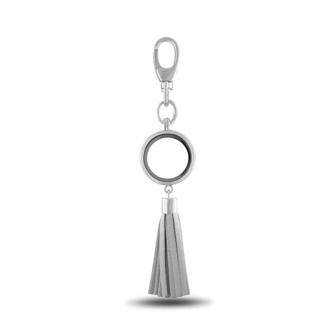 Forever in My Heart Key Chain, Round Silver  - Silver Tassel, Set/3