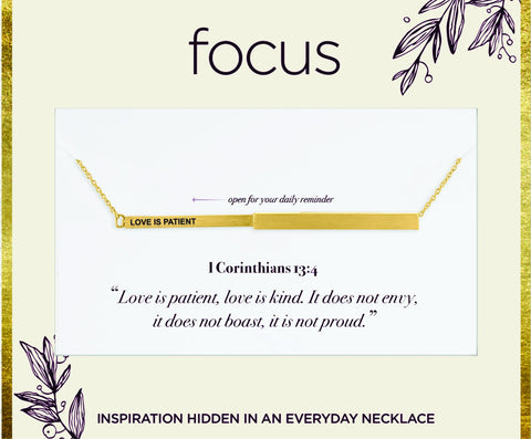 "Love Is Patient" Gold Focus Necklace