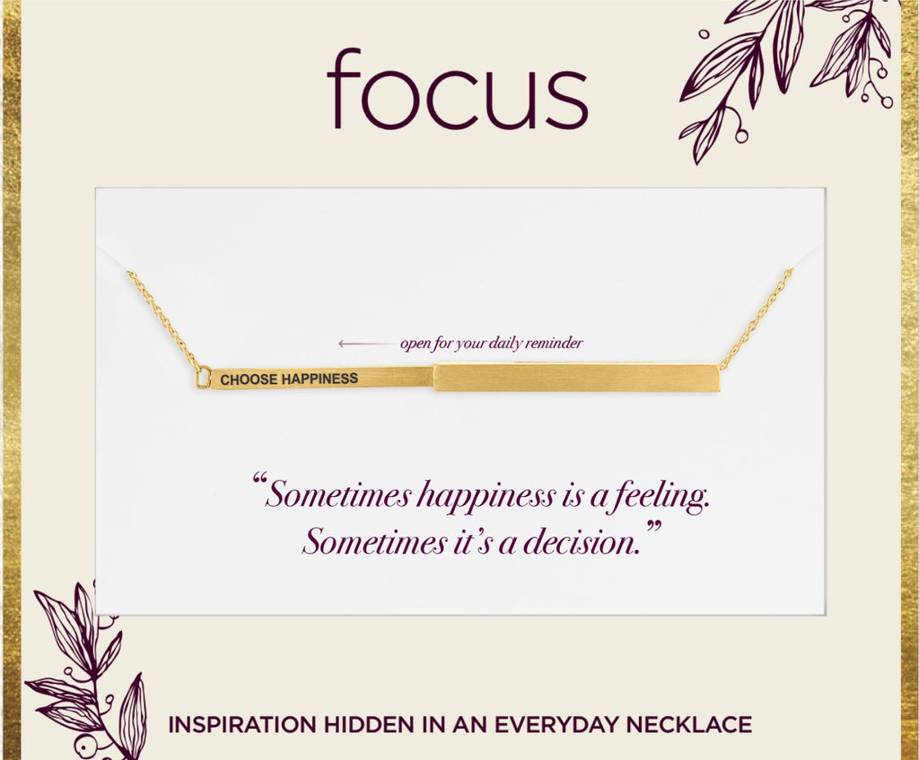 "Choose Happiness" Gold Focus Necklace