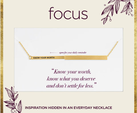 "Know Your Worth" Gold Focus Necklace
