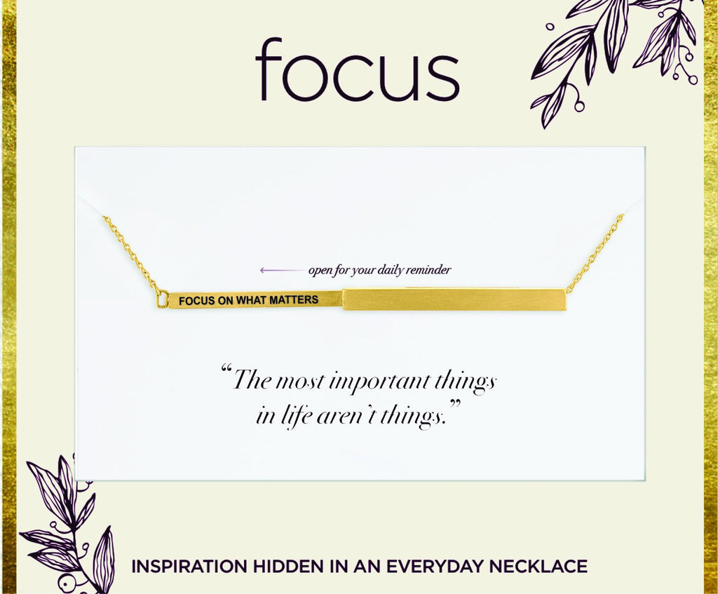 "Focus on What Matters", Gold Focus Necklace