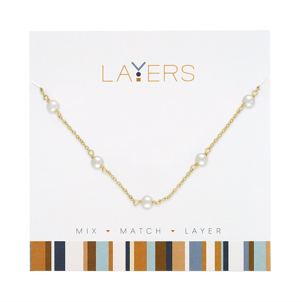 LAY131G Necklance Gold Multi Pearl