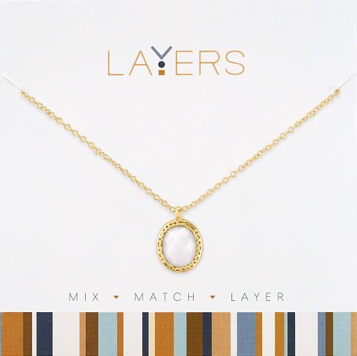  LAY175G Gold Oval Opal Necklace