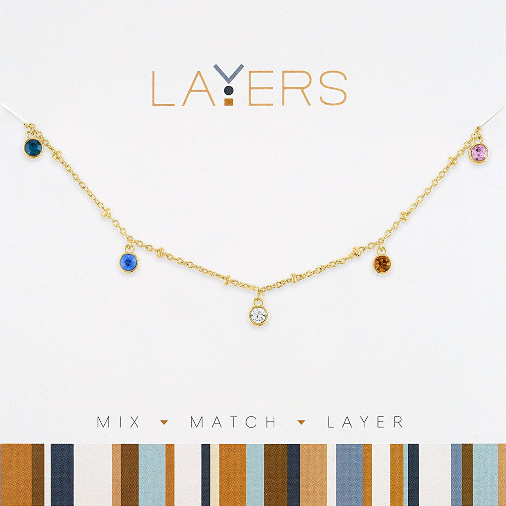 LAY181G Necklace, Gold,  Multi Color Disc