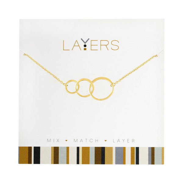 Gold Trio Open Circles Layers Necklace