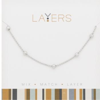Layers Necklace, Silver Dec.Ball Necklace